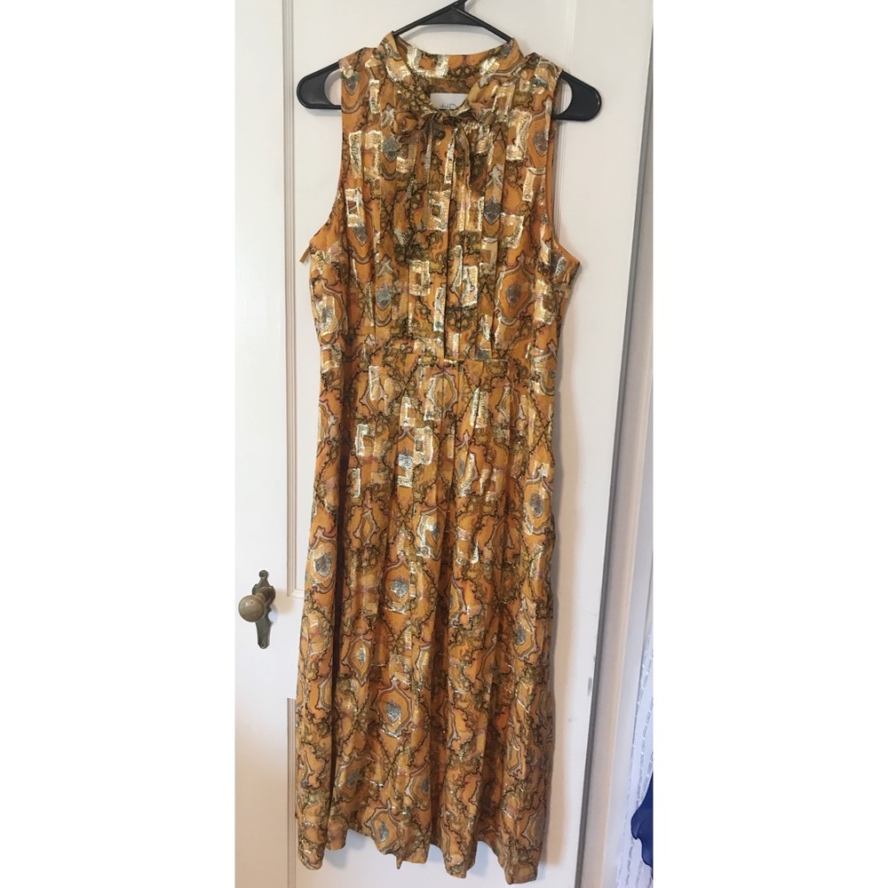 Anthropologie HD Paris Gold Midi Retro Dress 12